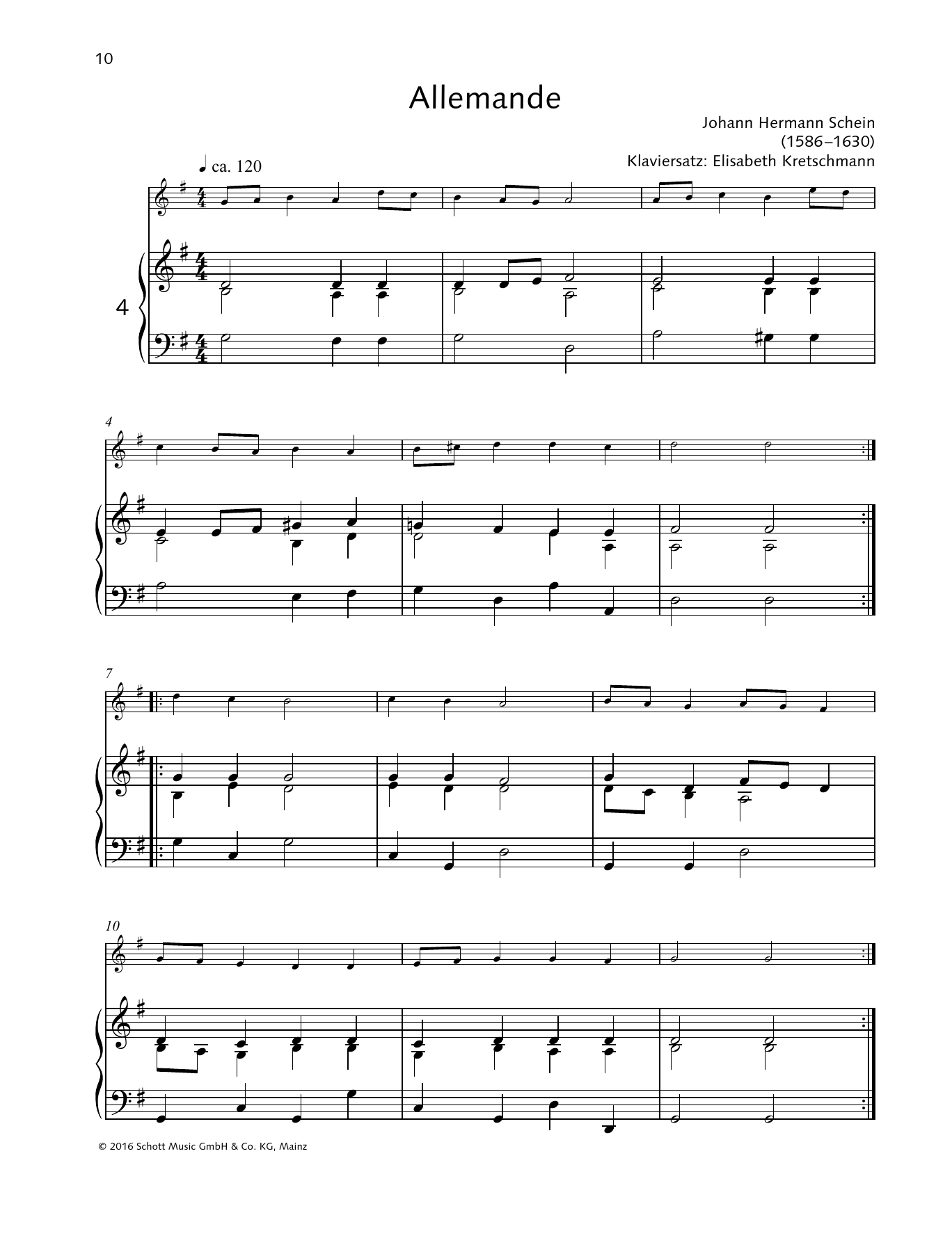Johann Hermann Schein Allemande sheet music notes and chords arranged for Woodwind Solo