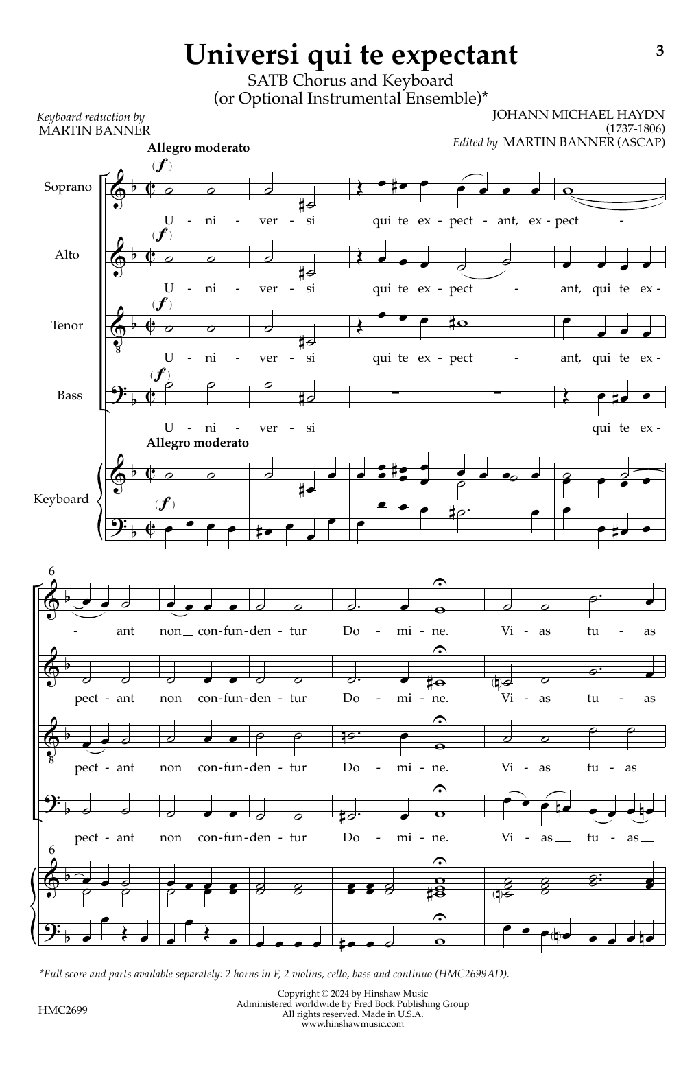 Johann Michael Hayden Universi Qui Te Expectant sheet music notes and chords arranged for SATB Choir