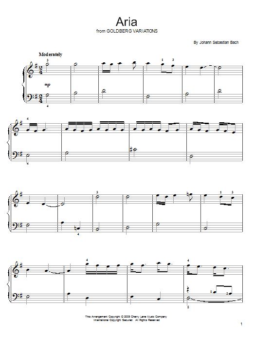 Johann Sebastian Bach Aria sheet music notes and chords arranged for Woodwind Solo