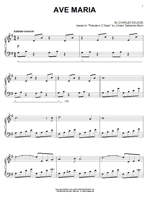 Johann Sebastian Bach Ave Maria sheet music notes and chords arranged for Lead Sheet / Fake Book