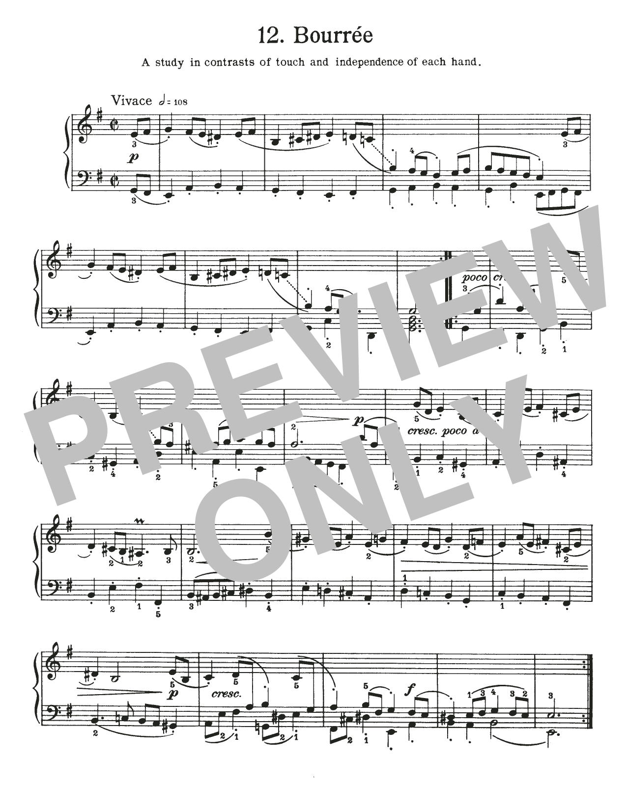 Johann Sebastian Bach Bourree, BWV 996 sheet music notes and chords arranged for Piano Solo