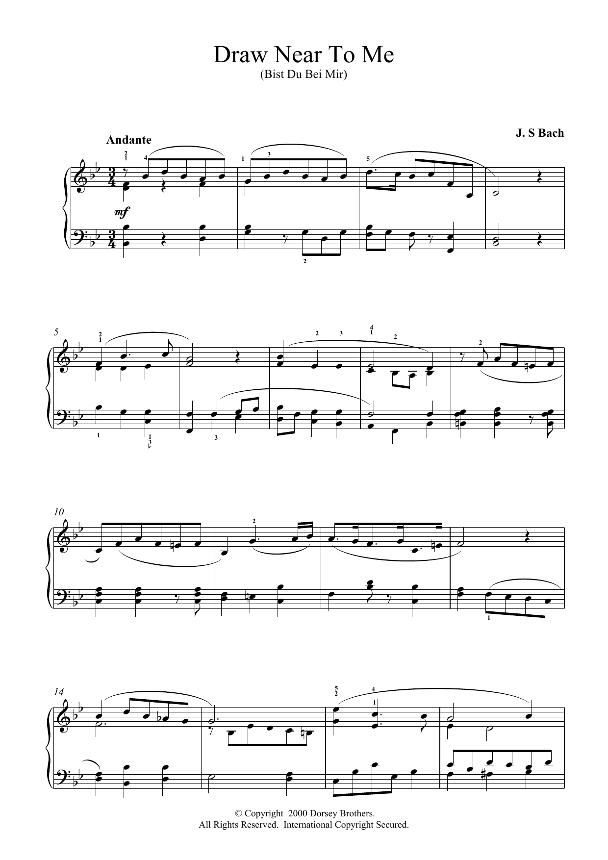 Johann Sebastian Bach Draw Near to Me sheet music notes and chords arranged for Piano Solo