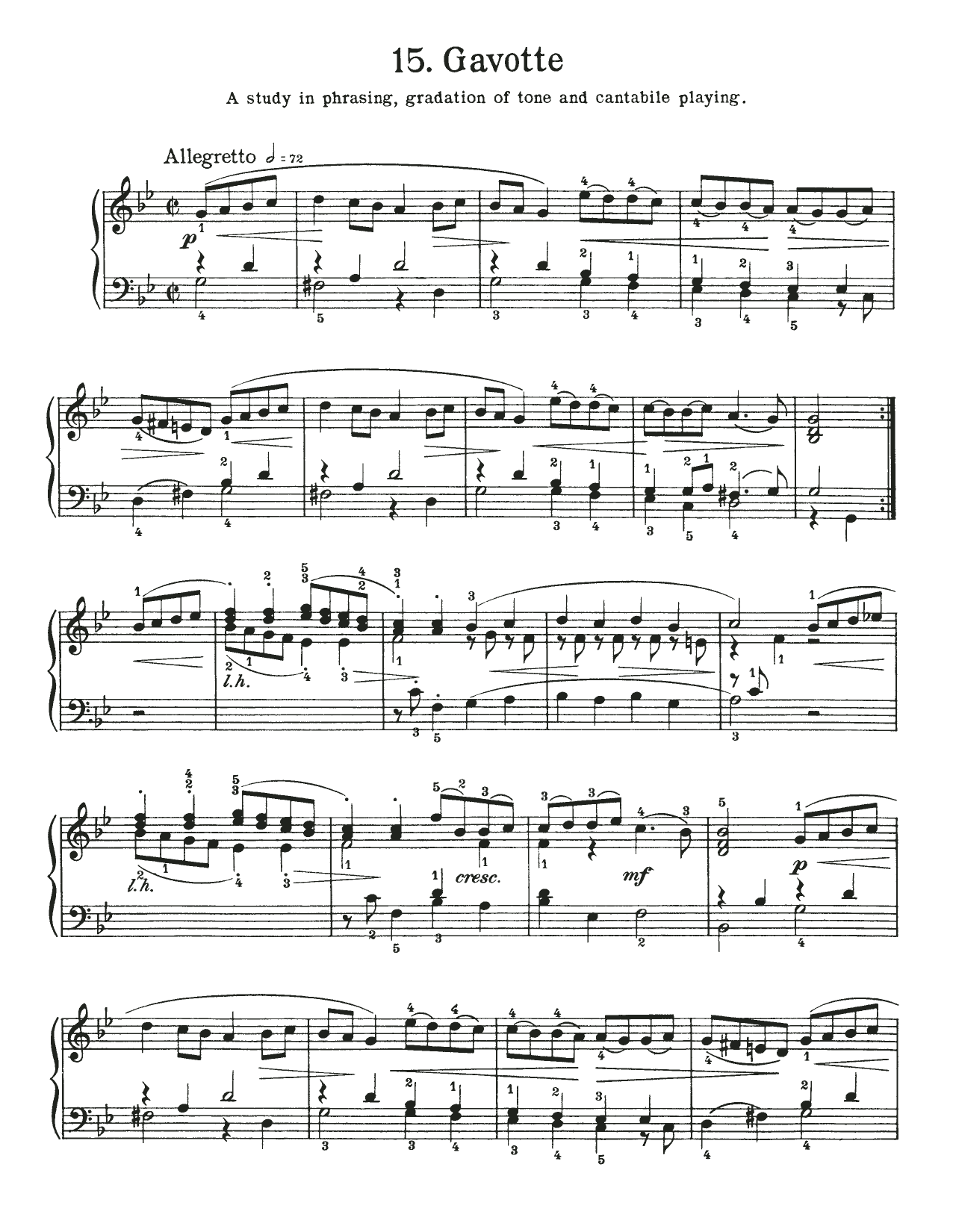 Johann Sebastian Bach Gavotte In G Minor, BWV 822 sheet music notes and chords arranged for Piano Solo