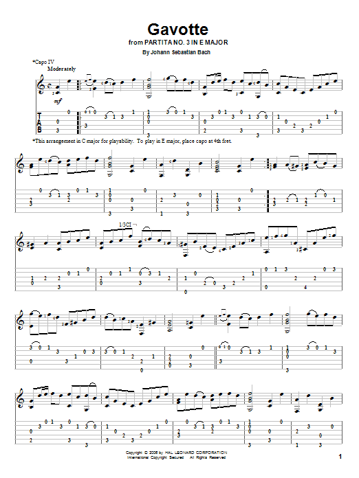 Johann Sebastian Bach Gavotte sheet music notes and chords arranged for Flute Solo