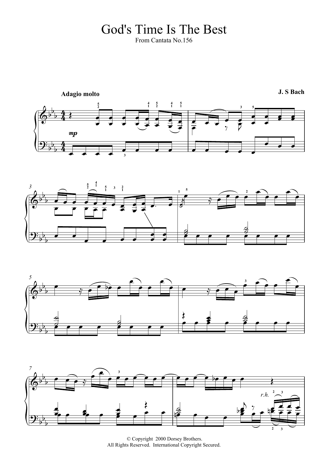 Johann Sebastian Bach God's Time Is The Best sheet music notes and chords arranged for Piano Solo