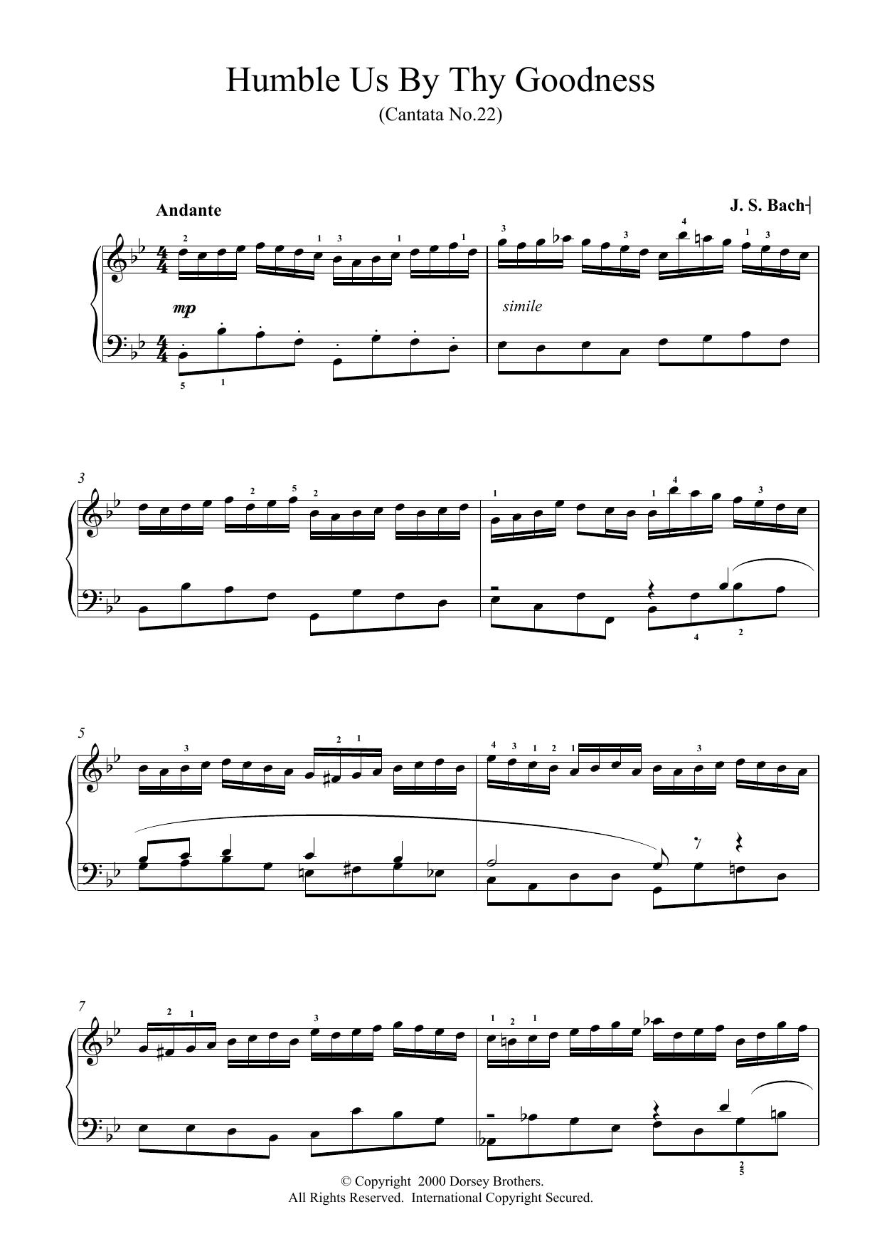 Johann Sebastian Bach Humble Us By Thy Goodness sheet music notes and chords arranged for Piano Solo