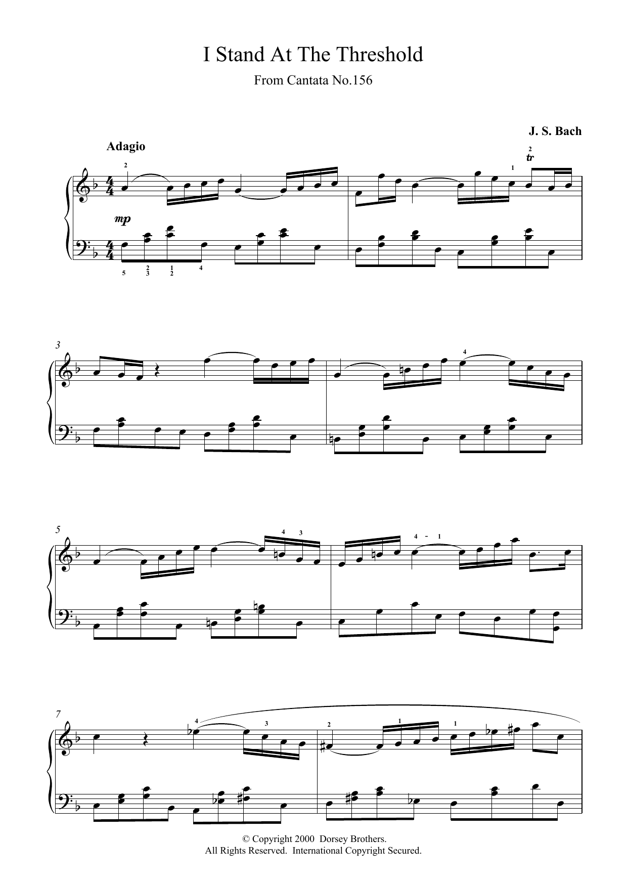 Johann Sebastian Bach I Stand At The Threshold sheet music notes and chords arranged for Piano Solo