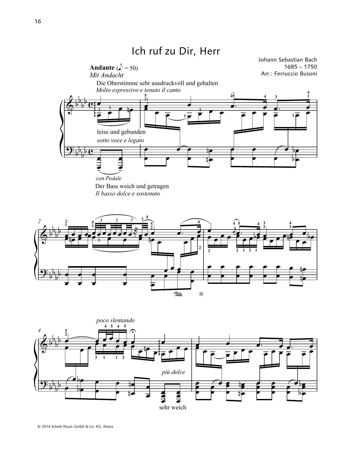 Johann Sebastian Bach Ich ruf zu Dir, Herr sheet music notes and chords arranged for Piano Solo