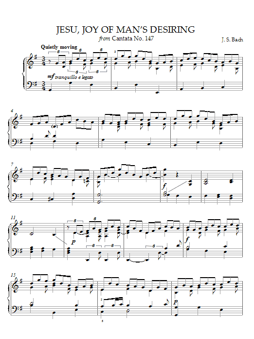 Johann Sebastian Bach Jesu, Joy Of Man's Desiring sheet music notes and chords arranged for Very Easy Piano