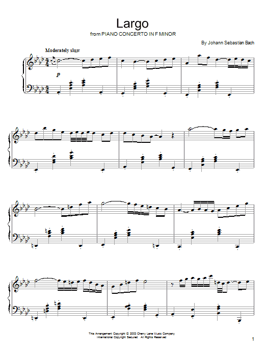 Johann Sebastian Bach Largo sheet music notes and chords arranged for Brass Solo