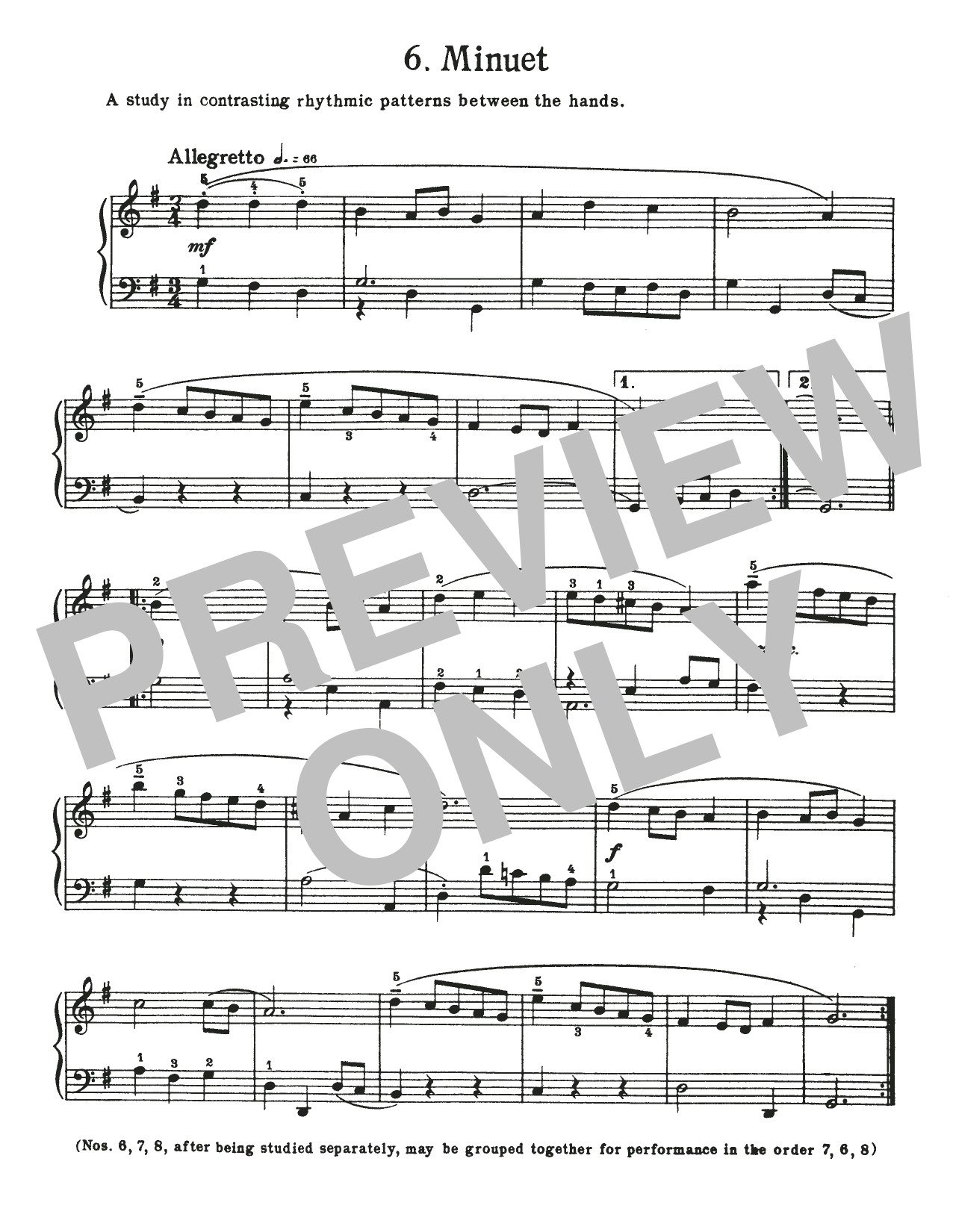 Johann Sebastian Bach Minuet In G Major, BWV 822 sheet music notes and chords arranged for Piano Solo