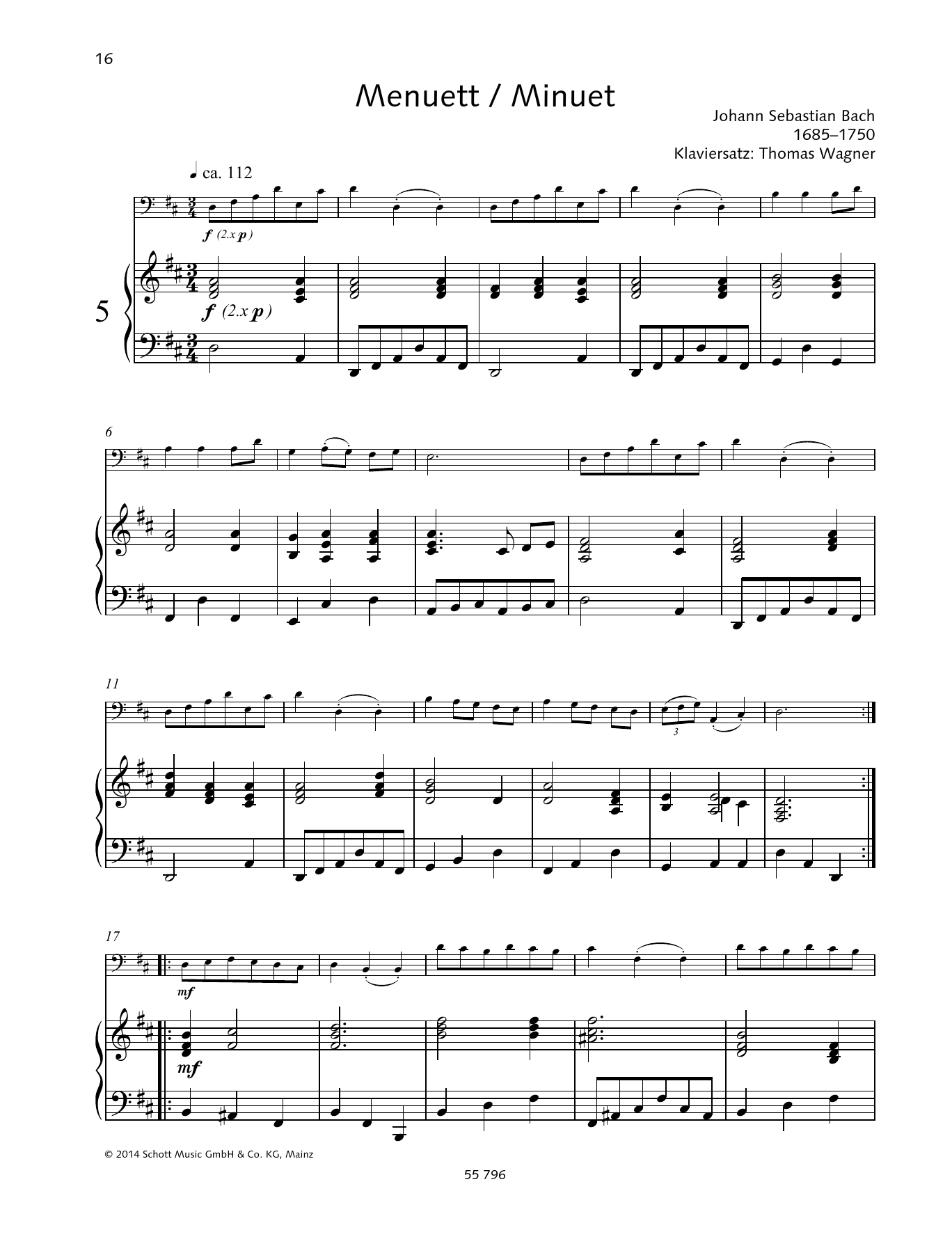 Johann Sebastian Bach Minuet sheet music notes and chords arranged for String Solo