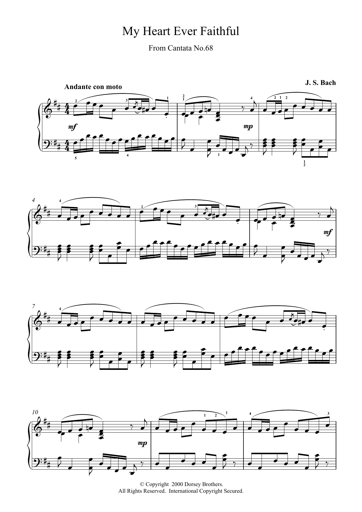 Johann Sebastian Bach My Heart Ever Faithful sheet music notes and chords arranged for Piano Solo