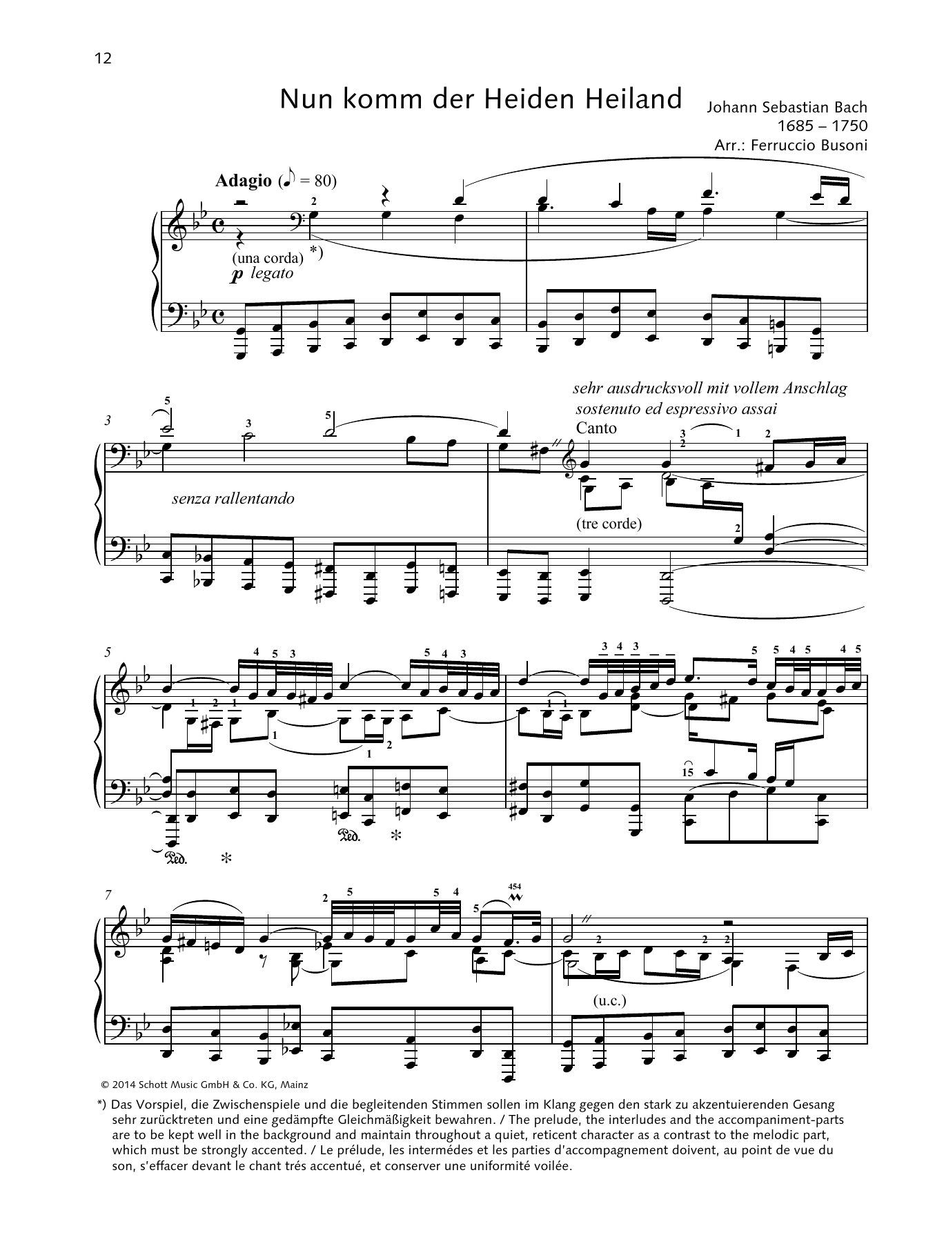Johann Sebastian Bach Nun komm der Heiden Heiland sheet music notes and chords arranged for Piano Solo