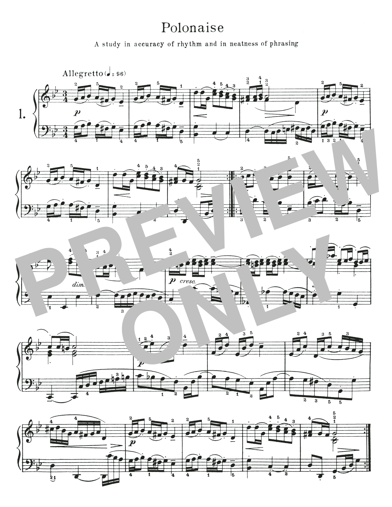 Johann Sebastian Bach Polonaise In G Minor, BWV Appendix 125 sheet music notes and chords arranged for Piano Solo