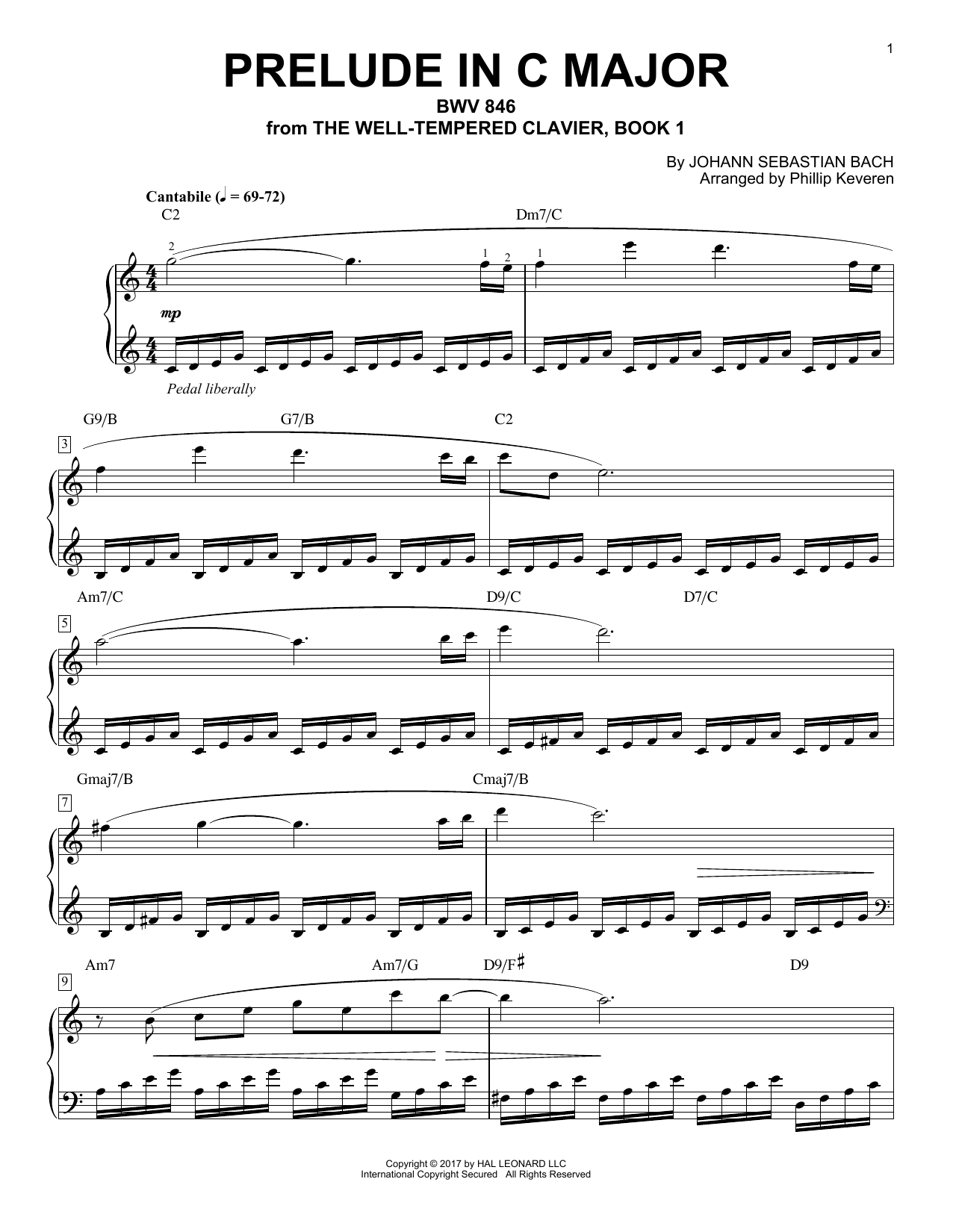 Johann Sebastian Bach Prelude In C Major, BWV 846 [Jazz version] (arr. Phillip Keveren) sheet music notes and chords arranged for Piano Solo