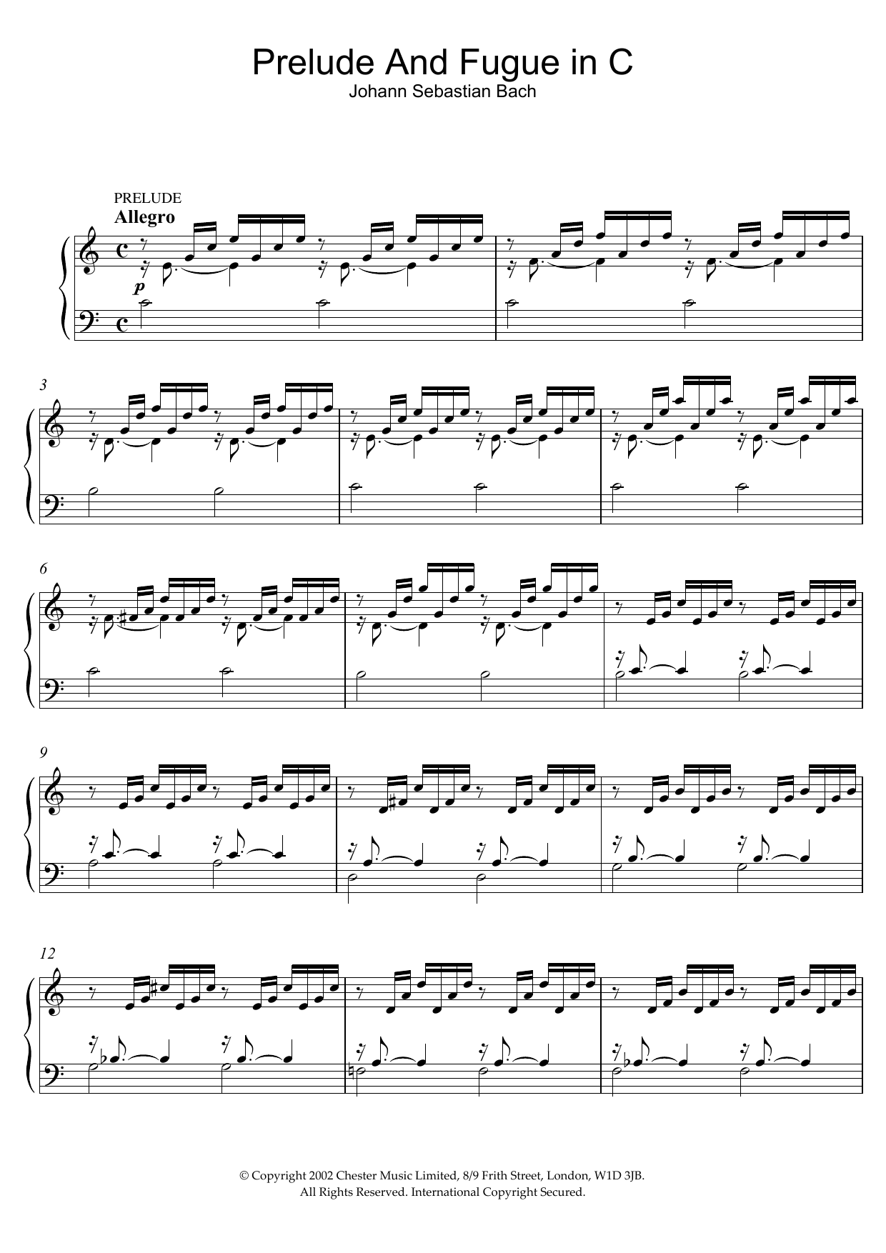 Johann Sebastian Bach Prelude No.1 in C Major (from The Well-Tempered Clavier, Bk.1) sheet music notes and chords arranged for Cello Solo