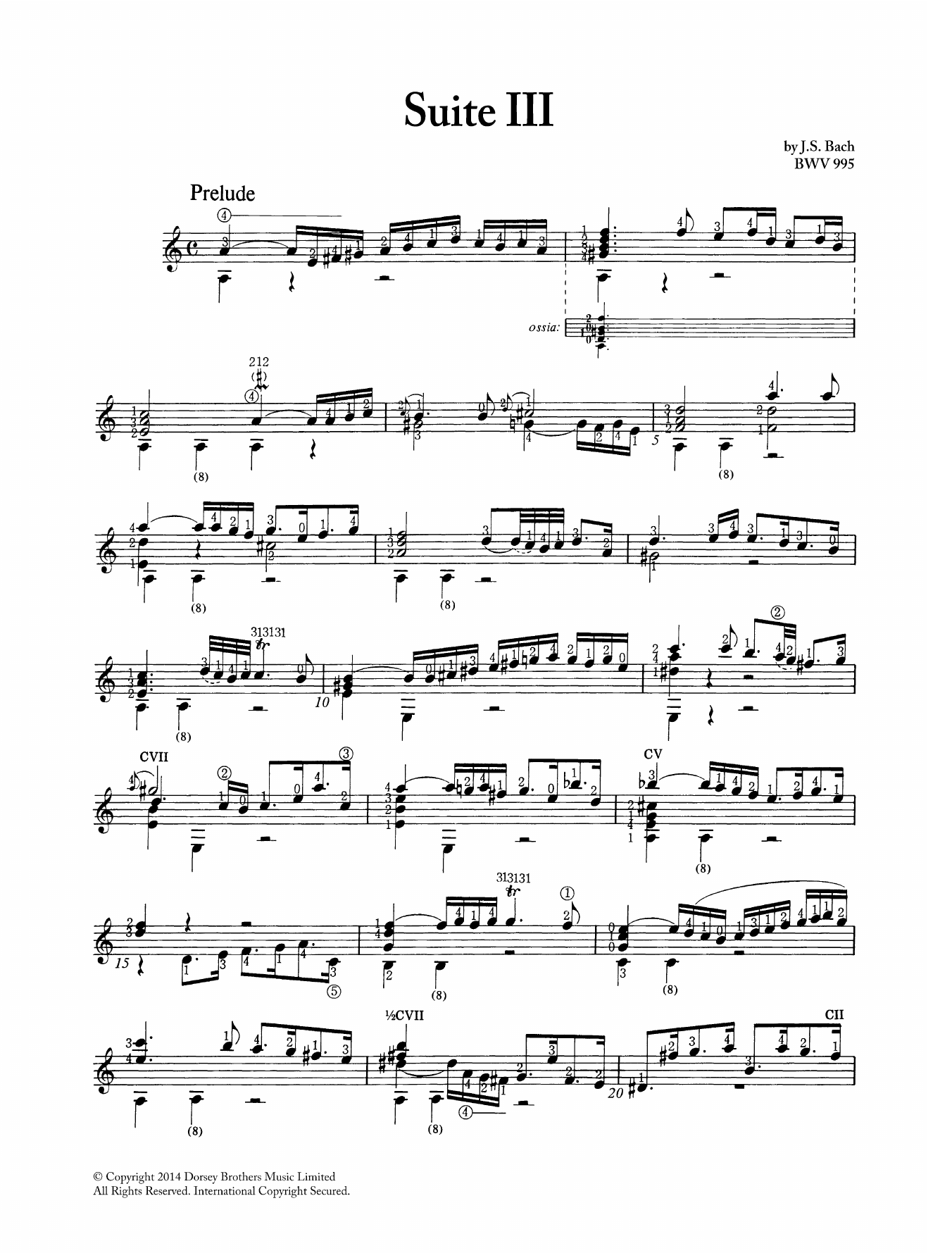 Johann Sebastian Bach Suite In Gm BWV 995 sheet music notes and chords arranged for Solo Guitar