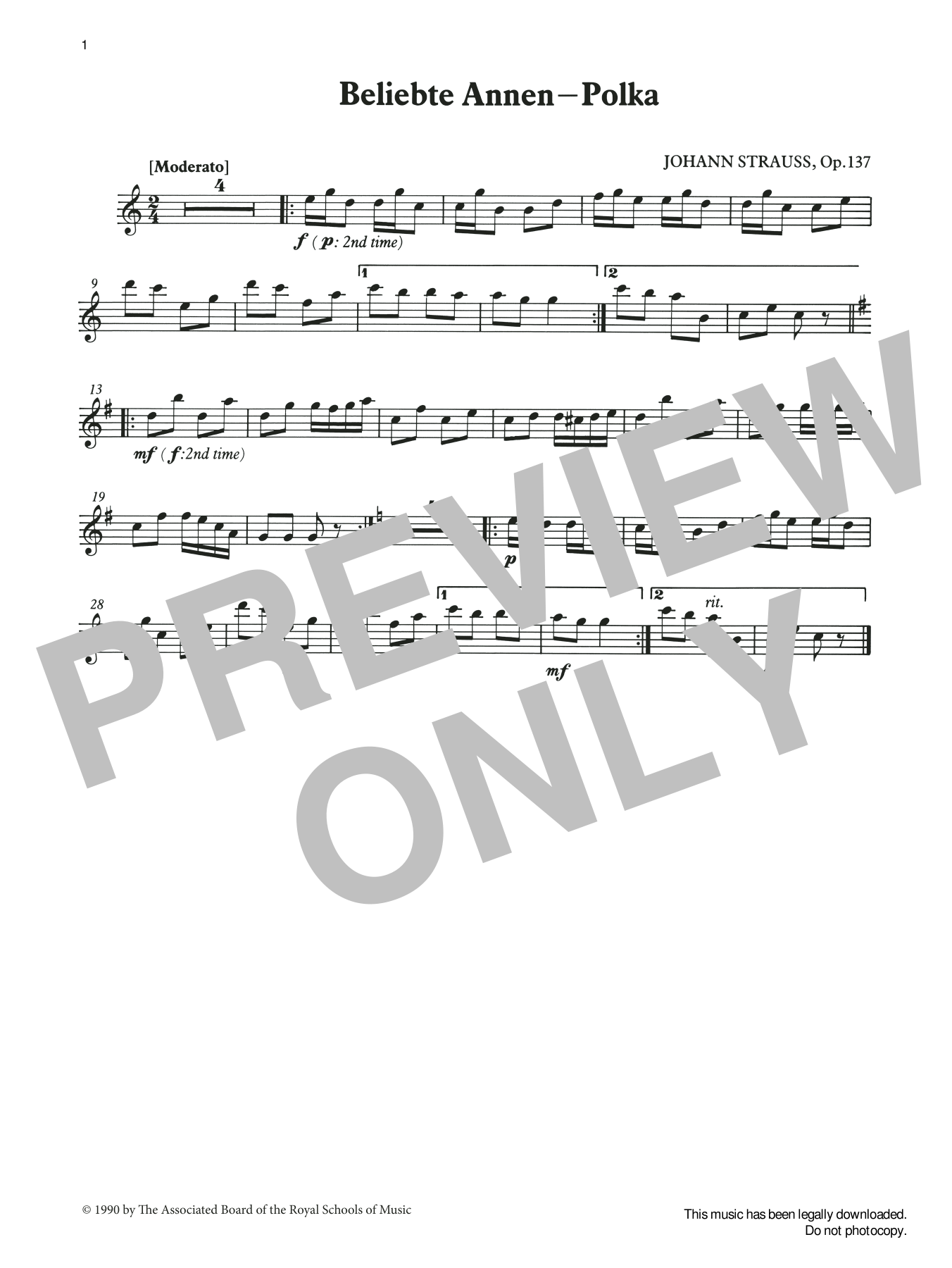 Johann Strauss I Beliebte Annen - Polka (score & part) from Graded Music for Tuned Percussion, Book I sheet music notes and chords arranged for Percussion Solo