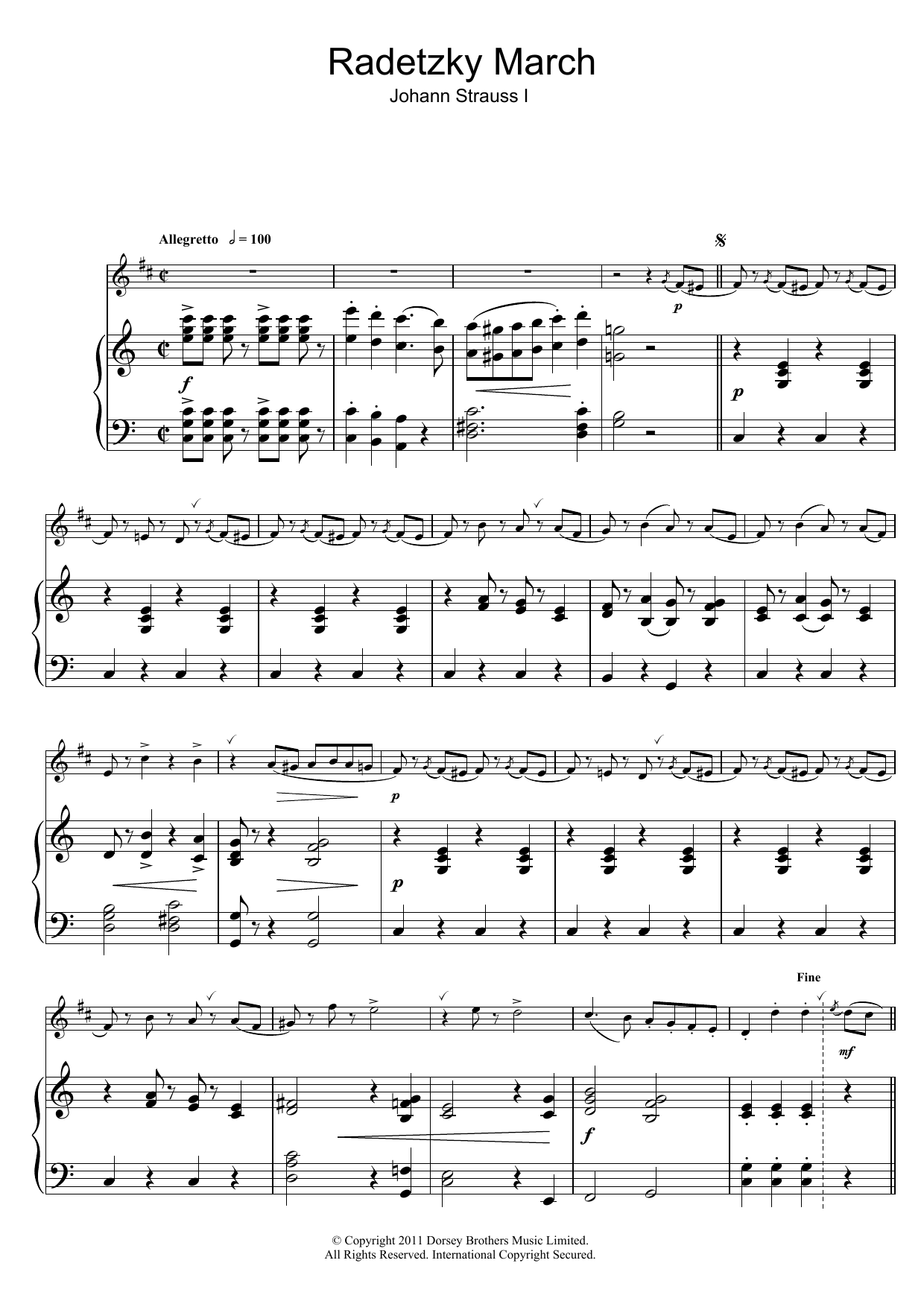 Johann Strauss I Radetzky March Op. 228 sheet music notes and chords arranged for Clarinet Solo