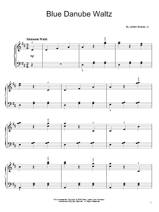 Johann Strauss II By The Beautiful Blue Danube sheet music notes and chords arranged for Easy Piano