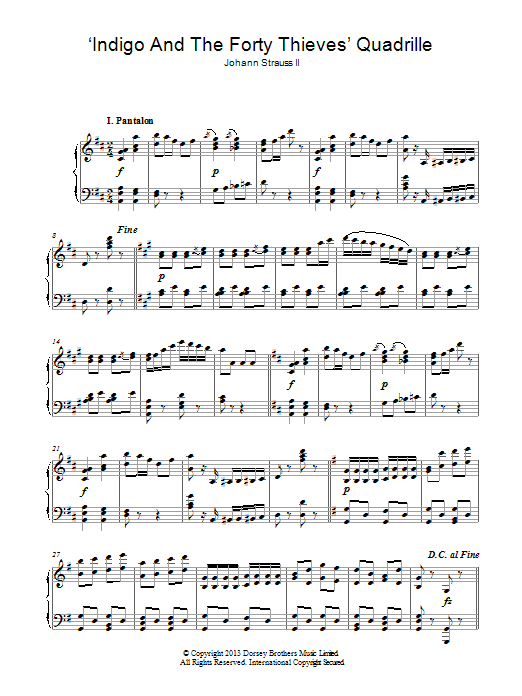 Johann Strauss II Indigo & The Forty Thieves sheet music notes and chords arranged for Piano Solo