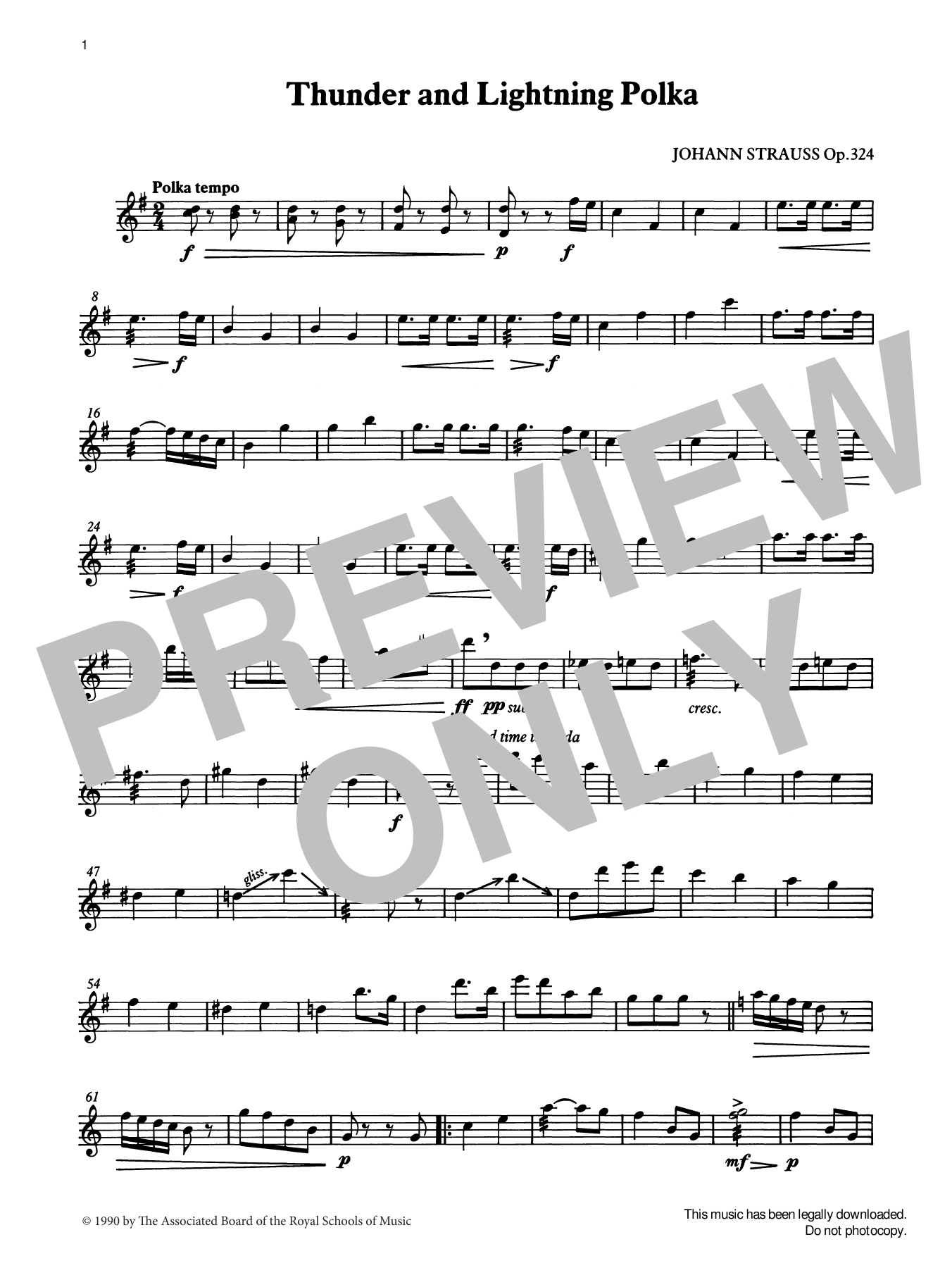 Johann Strauss II Thunder and Lightning Polka from Graded Music for Tuned Percussion, Book IV sheet music notes and chords arranged for Percussion Solo