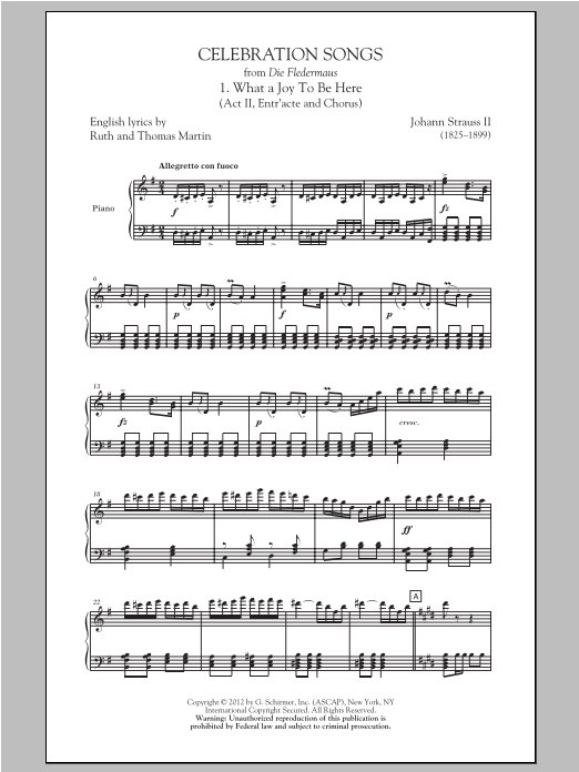 Johann Strauss II What A Joy To Be Here sheet music notes and chords arranged for Choir