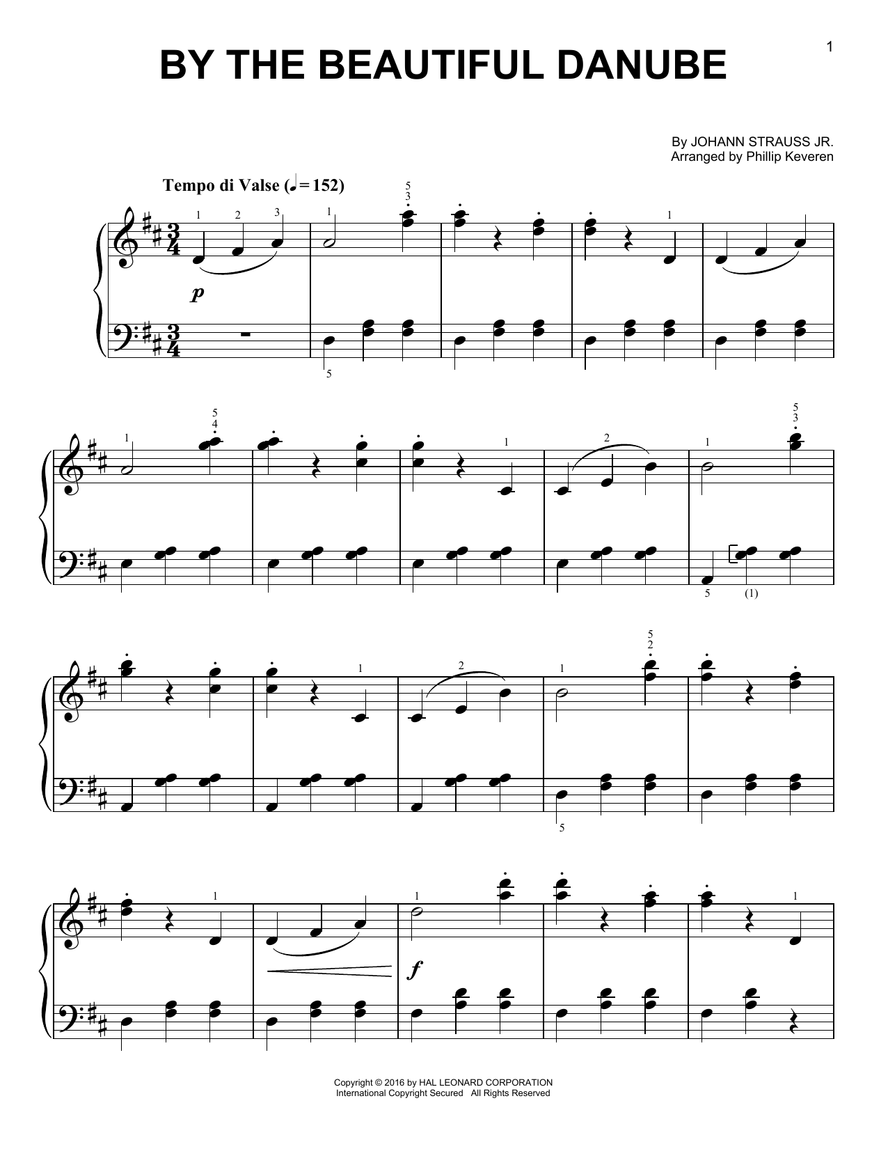 Johann Strauss, Jr. By The Beautiful Blue Danube [Classical version] (arr. Phillip Keveren) sheet music notes and chords arranged for Easy Piano