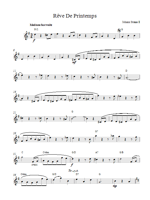 Johann Strauss II Rêve De Printemps sheet music notes and chords arranged for Lead Sheet / Fake Book