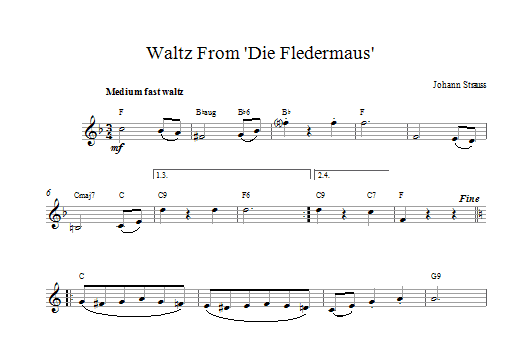 Johann Strauss II Die Fledermaus Waltz sheet music notes and chords arranged for Lead Sheet / Fake Book