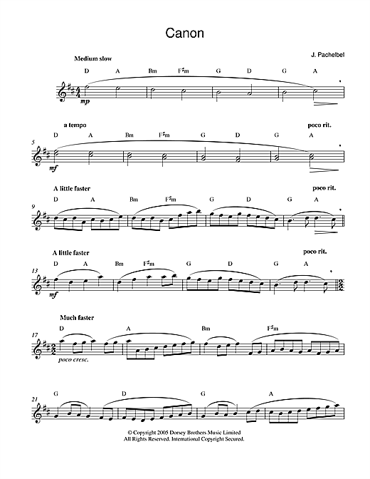 Johann Pachelbel Pachelbel's Canon In D Major sheet music notes and chords. Download Printable PDF.