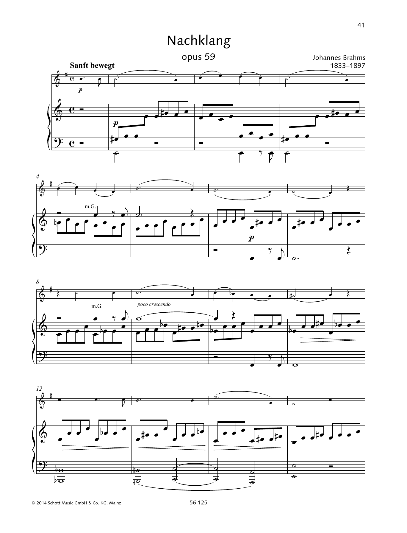 Johannes Brahms Nachklang sheet music notes and chords arranged for Brass Solo