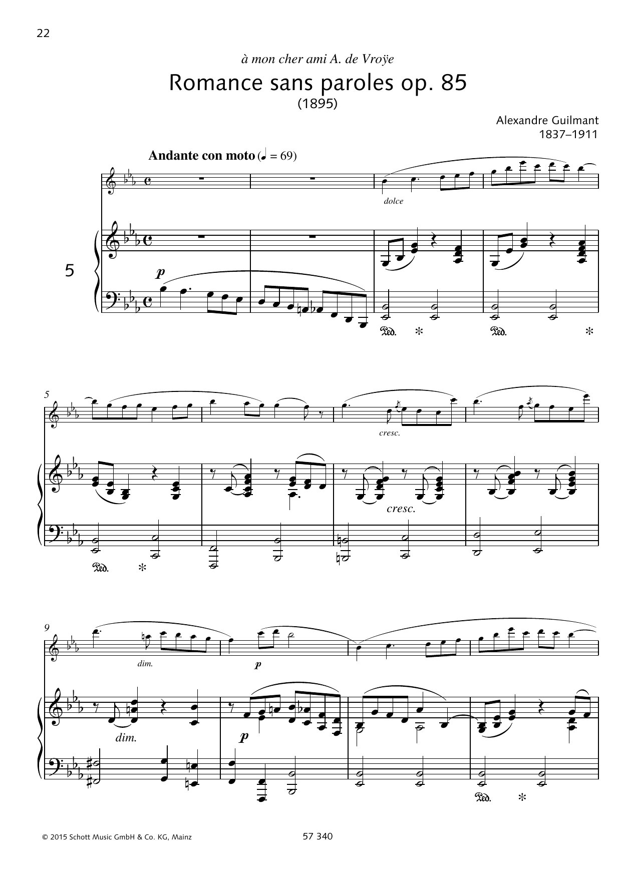 Johannes Donjon Romance sans Paroles sheet music notes and chords arranged for Woodwind Solo