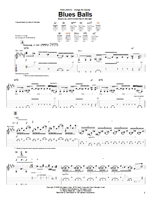 John 5 Blues Balls sheet music notes and chords arranged for Guitar Tab