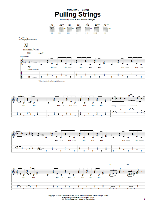 John 5 Pulling Strings sheet music notes and chords arranged for Guitar Tab