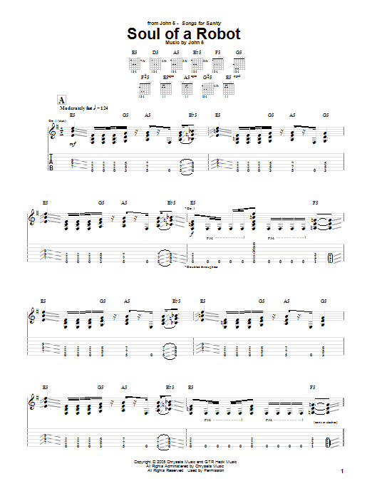 John 5 Soul Of A Robot sheet music notes and chords arranged for Guitar Tab