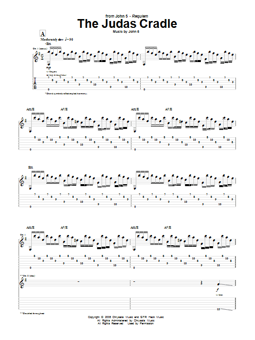 John 5 The Judas Cradle sheet music notes and chords arranged for Guitar Tab