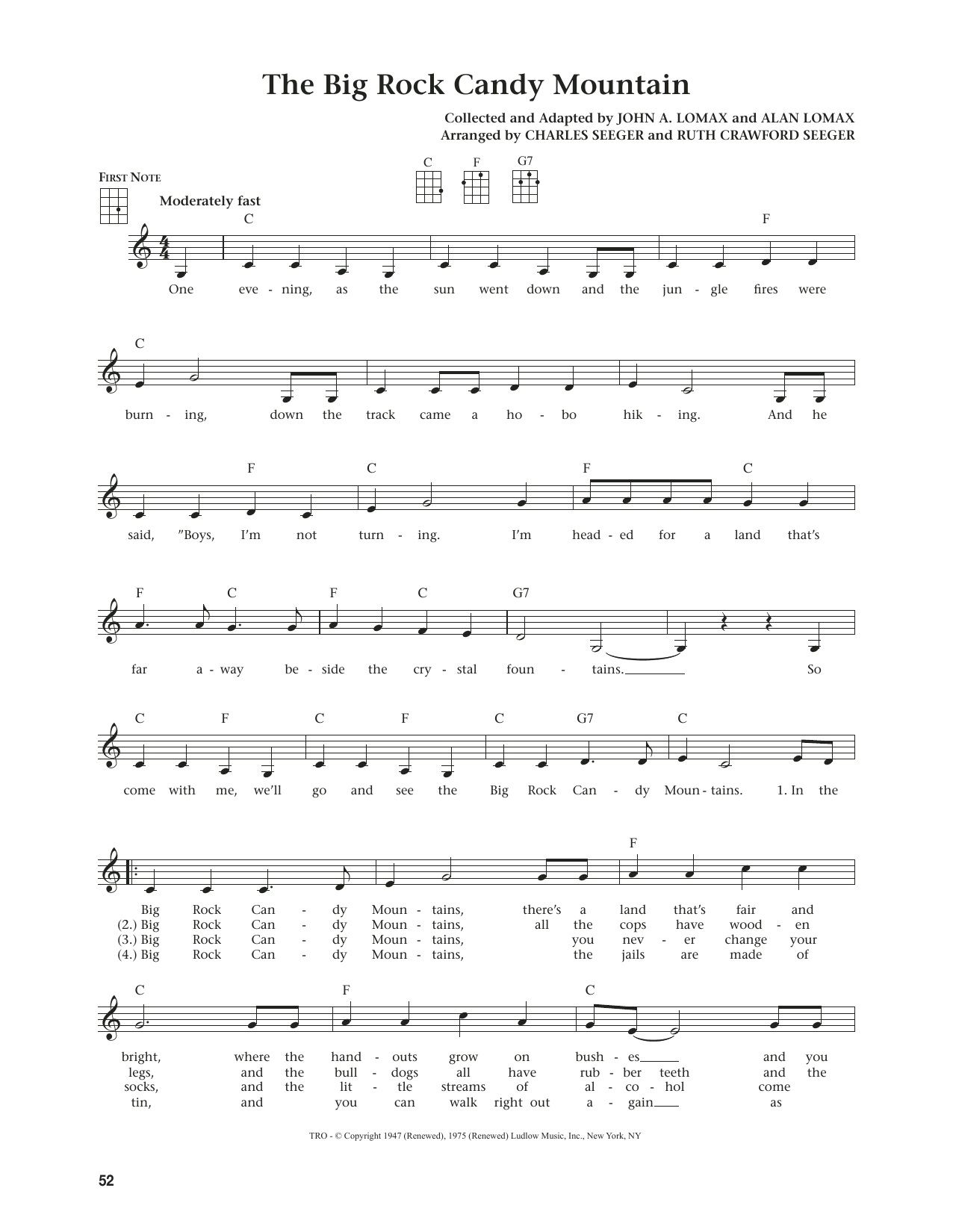 John A. Lomax The Big Rock Candy Mountain (from The Daily Ukulele) (arr. Jim Beloff) sheet music notes and chords arranged for Ukulele