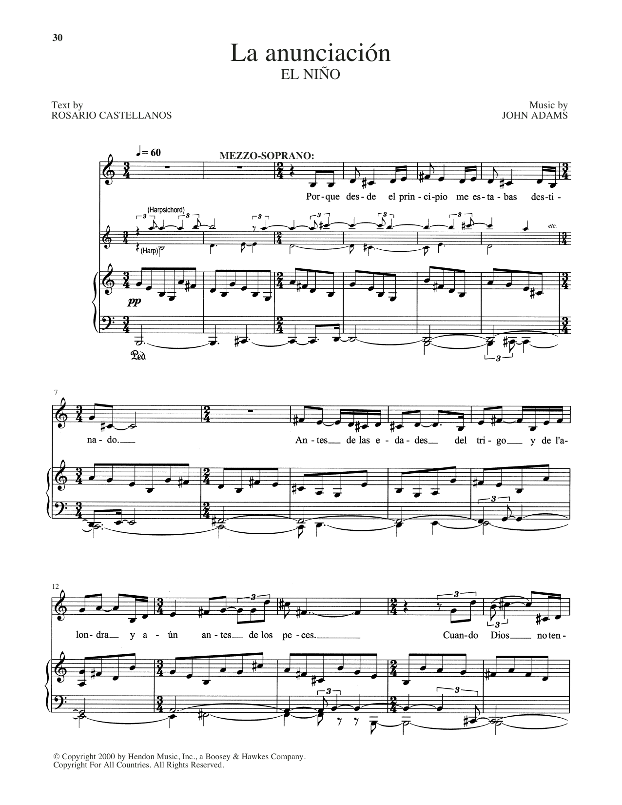 John Adams La Anunciacion sheet music notes and chords arranged for Piano & Vocal