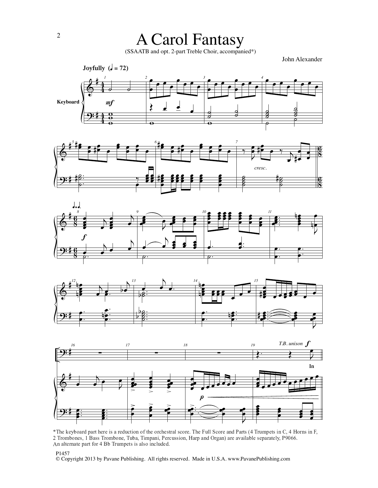 John Alexander A Carol Fantasy sheet music notes and chords arranged for SATB Choir