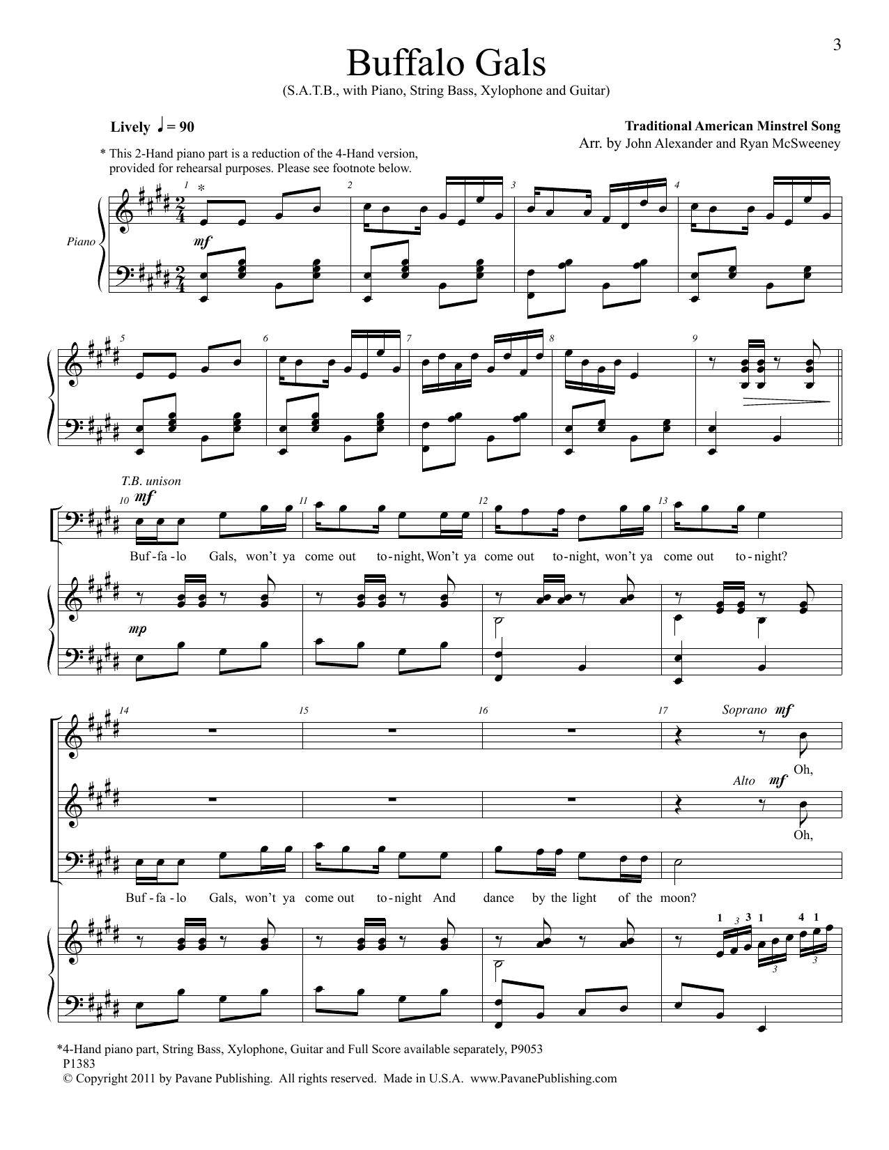 John Alexander Buffalo Gals sheet music notes and chords arranged for SATB Choir