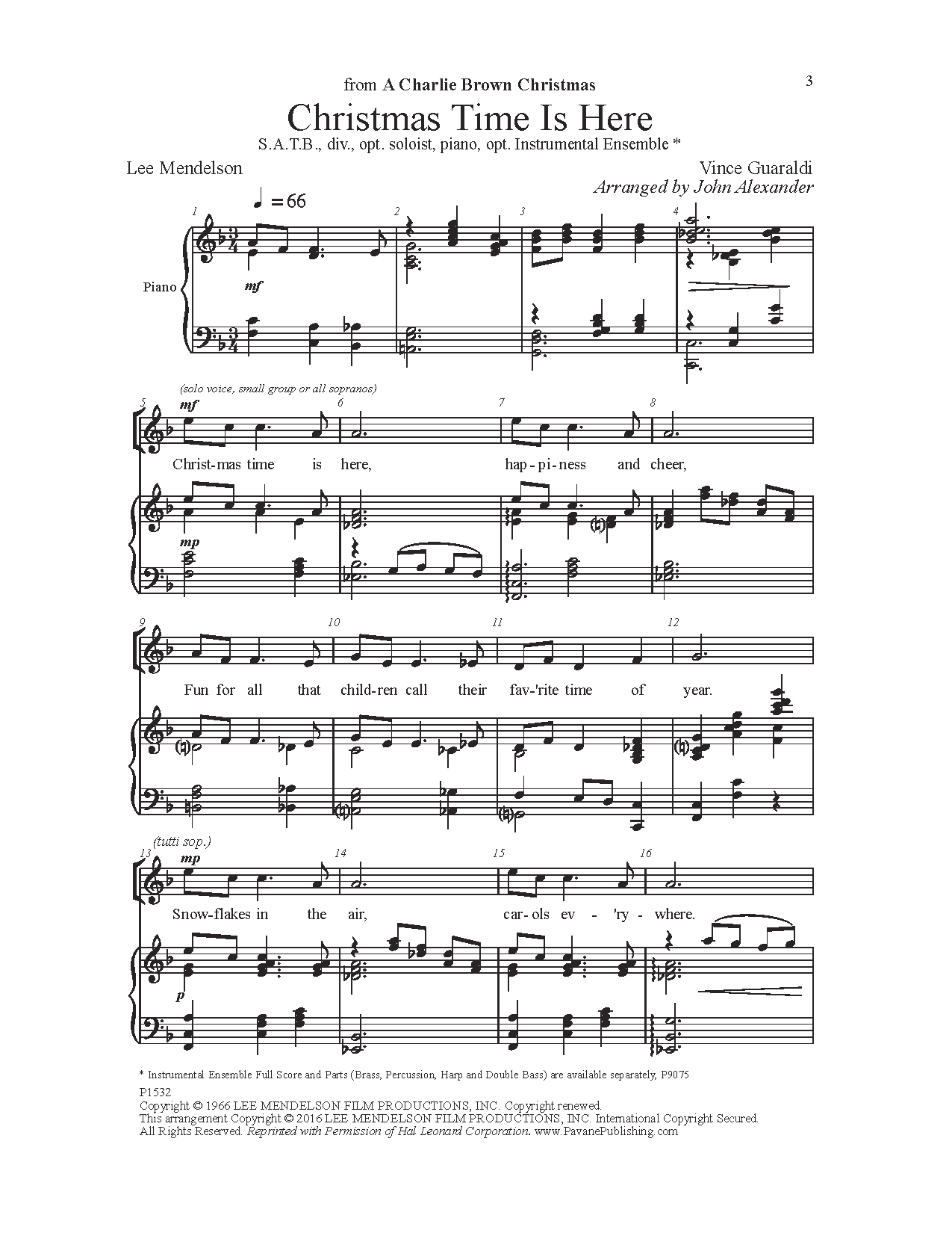 John Alexander Christmas Time Is Here sheet music notes and chords arranged for SATB Choir