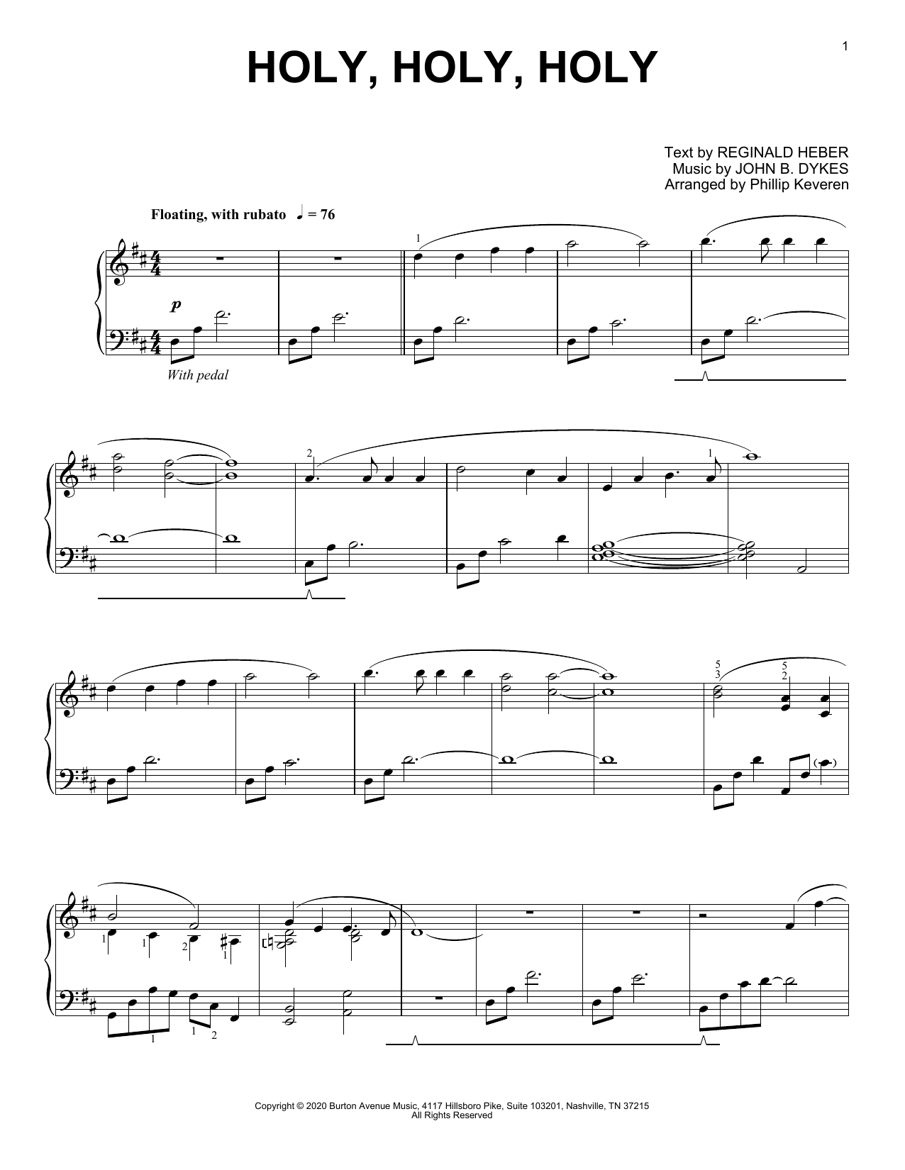 John B. Dykes Holy, Holy, Holy (arr. Phillip Keveren) sheet music notes and chords arranged for Piano Solo