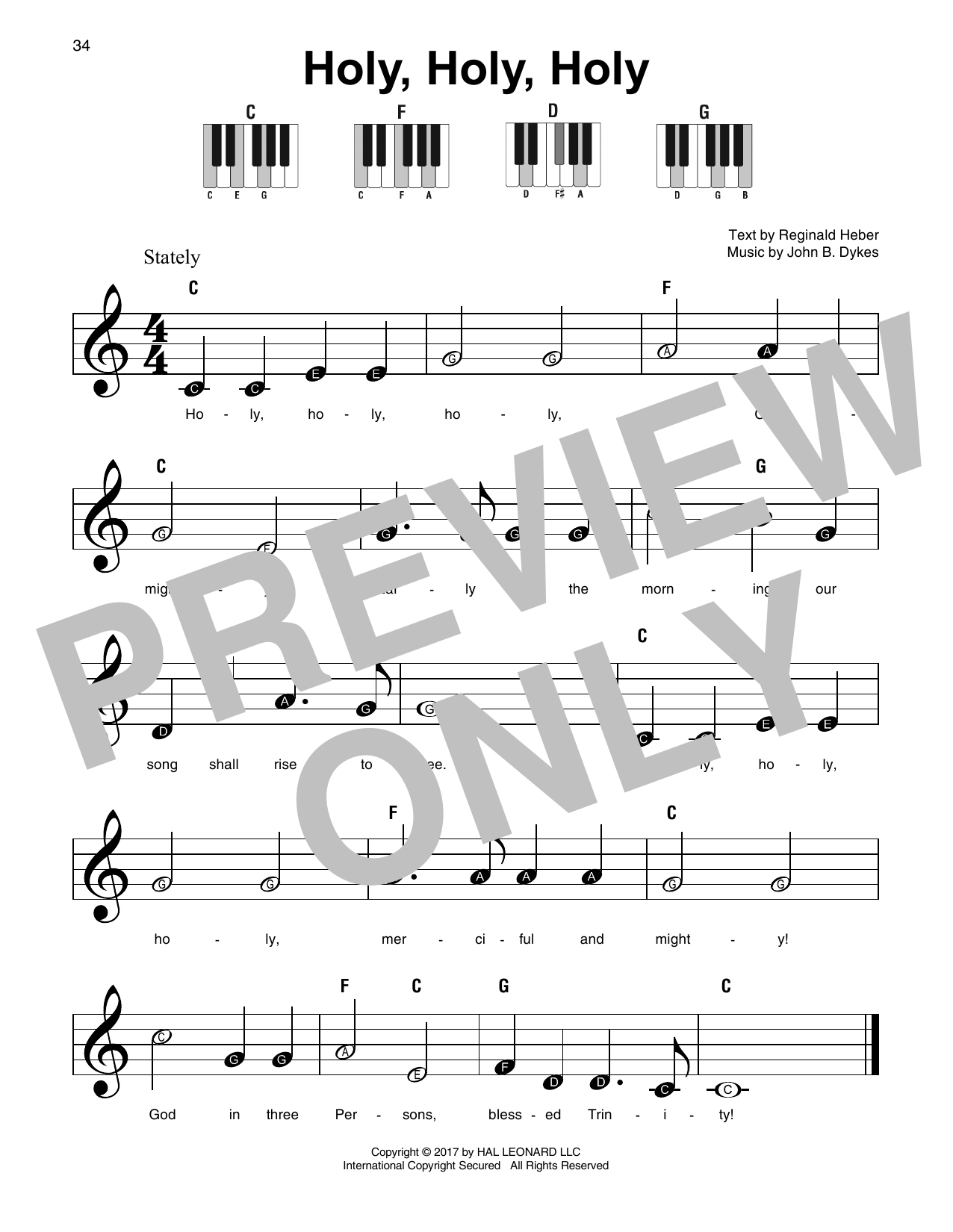 John B. Dykes Holy, Holy, Holy sheet music notes and chords arranged for Accordion
