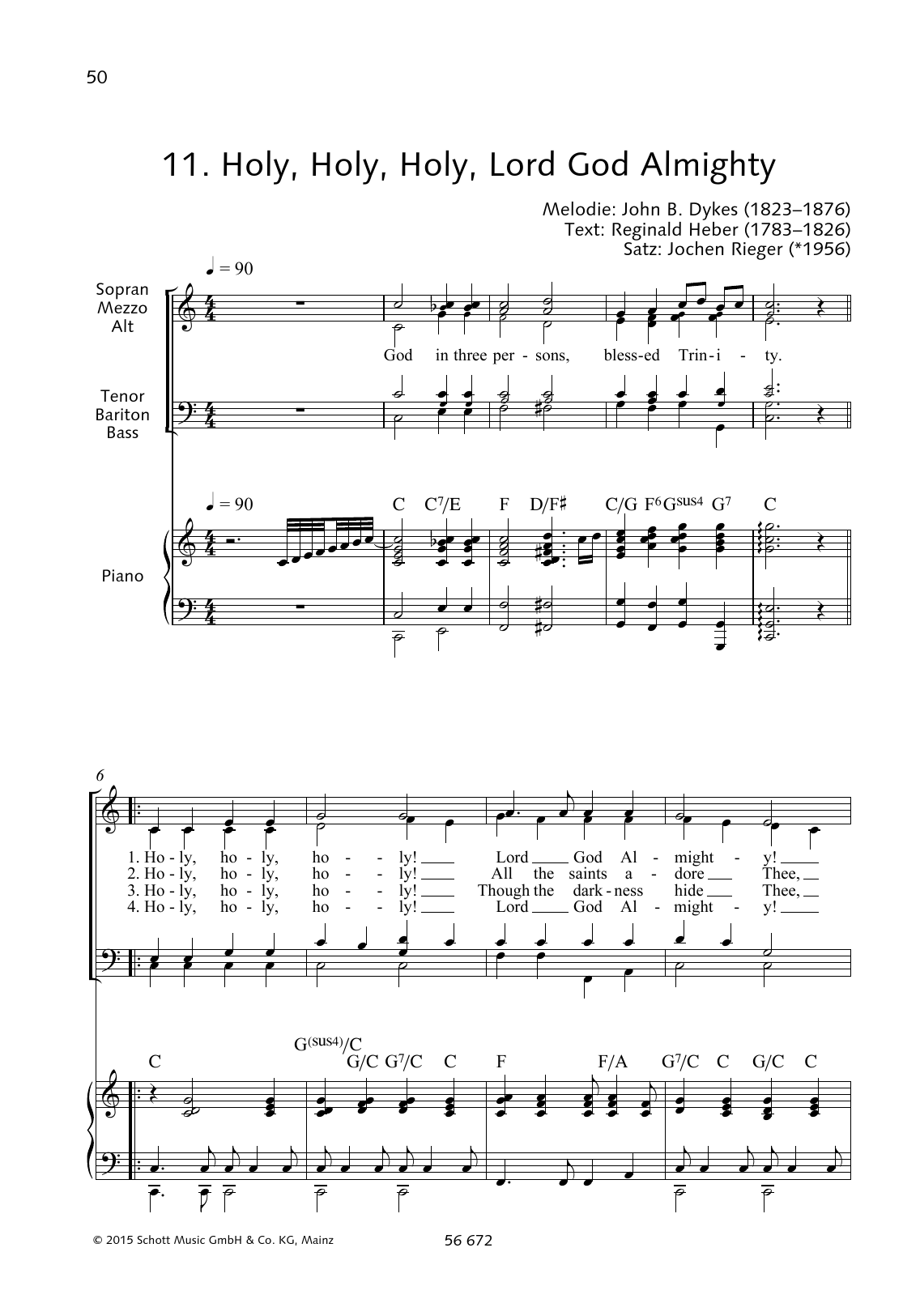 John Bacchus Dykes Holy, Holy, Holy, Lord God Almighty sheet music notes and chords arranged for Choir