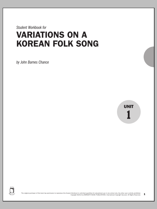 John Barnes Chance Guides to Band Masterworks, Vol. 3 - Student Workbook - Variations on a Korean Folk Song sheet music notes and chords arranged for Instrumental Method