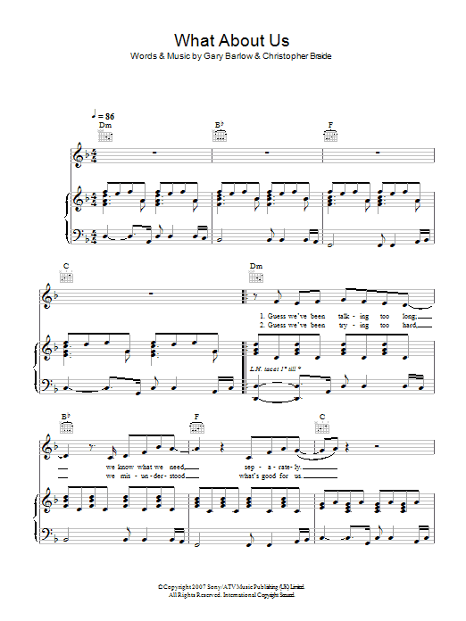 John Barrowman What About Us sheet music notes and chords arranged for Piano, Vocal & Guitar Chords