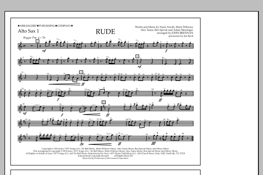 John Brennan Rude - Alto Sax 1 sheet music notes and chords arranged for Marching Band