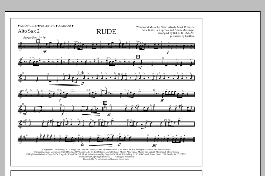 John Brennan Rude - Alto Sax 2 sheet music notes and chords arranged for Marching Band